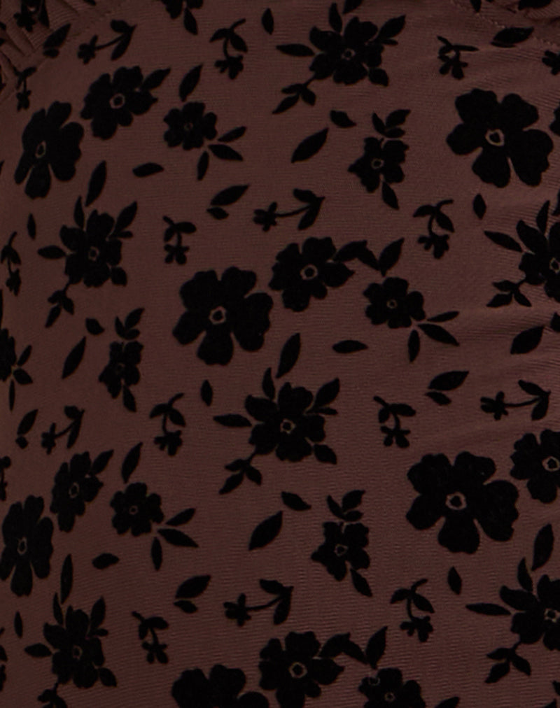 Gabriela Midi Dress in Garden Floral Brown