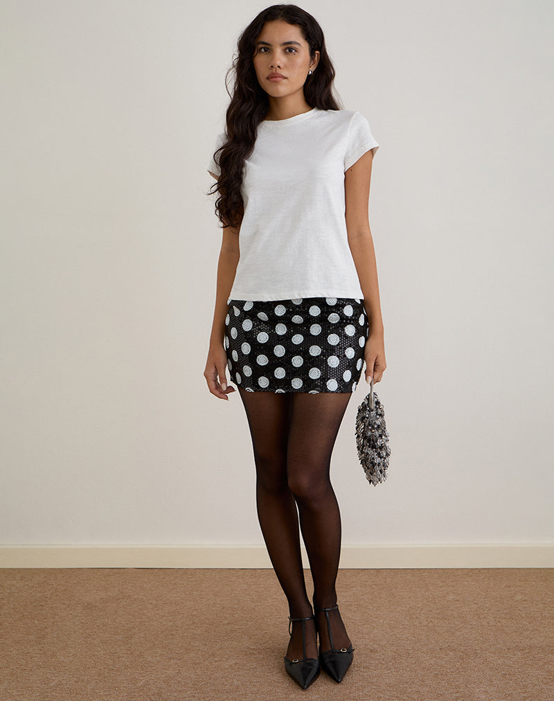 Gaera Skirt in Polka Sequin Monochrome