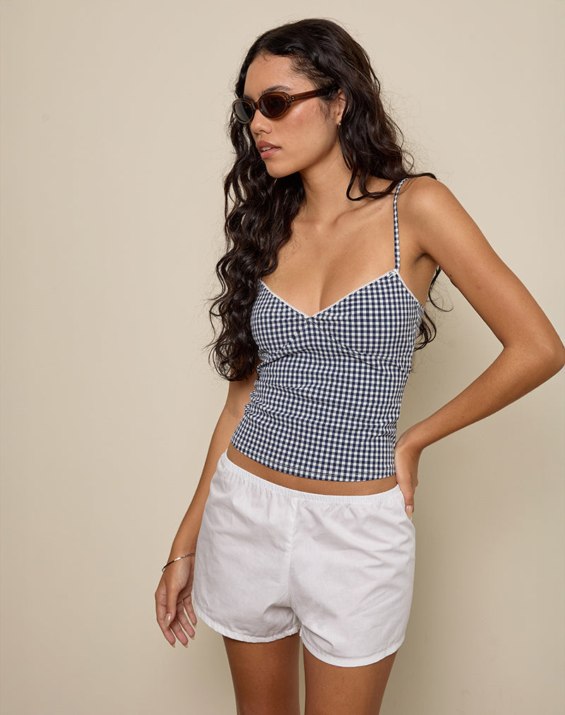 Gaika Cami Top in Seersucker Gingham Navy
