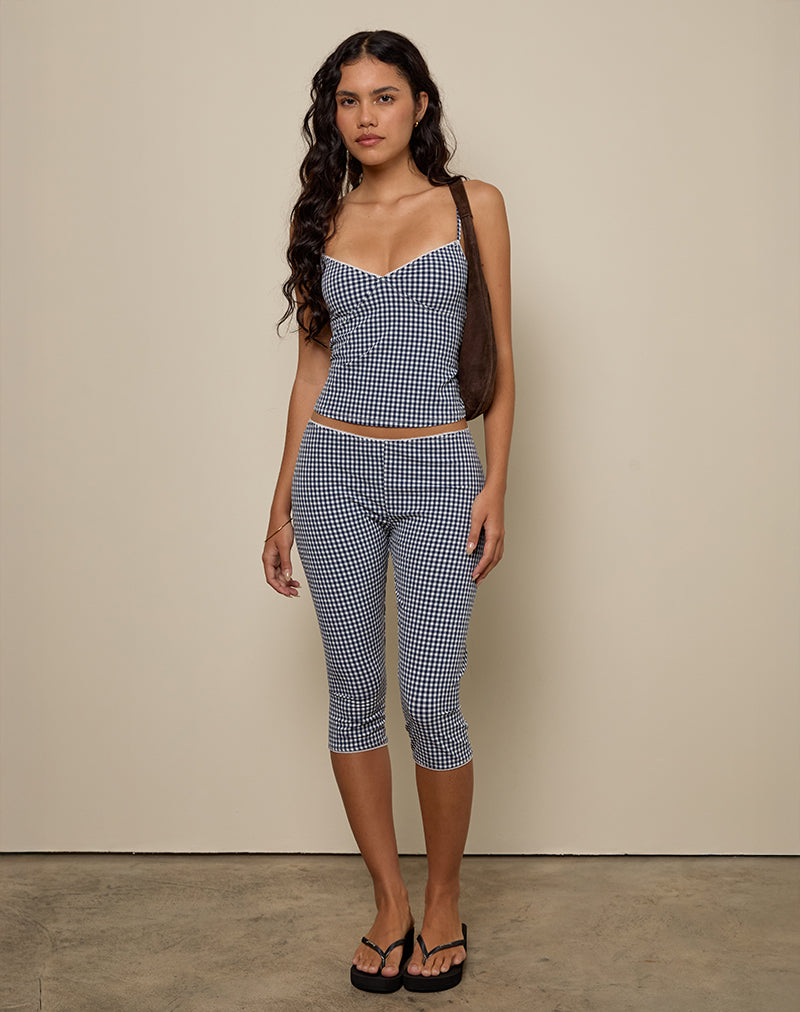 Gaika Cami Top in Seersucker Gingham Navy