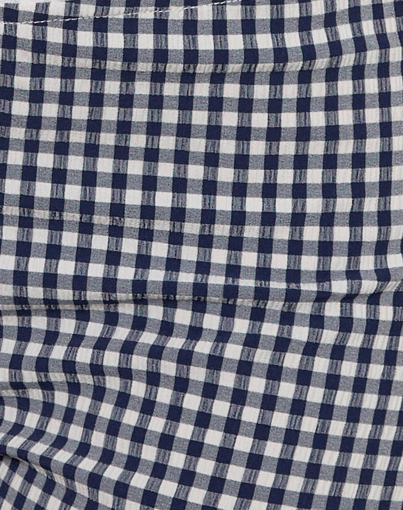 Tuka Capri Trousers in Seersucker Gingham Navy