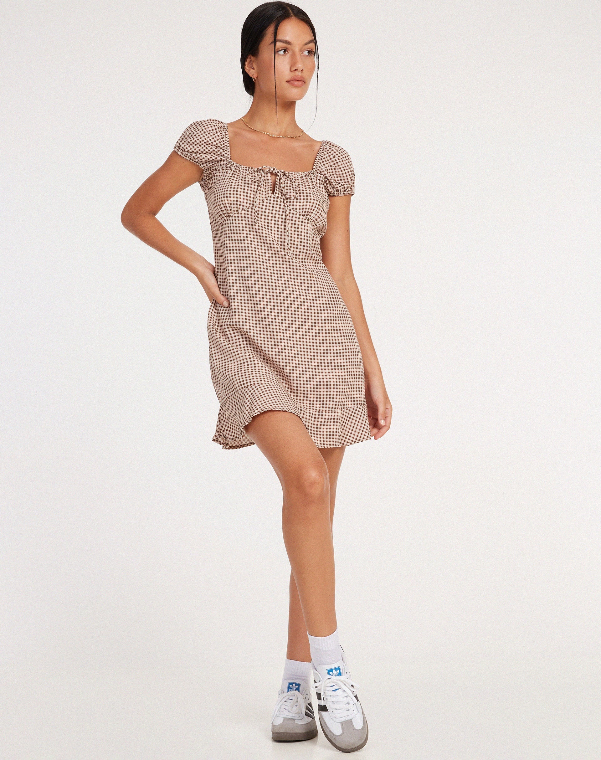 Galaca Mini Dress in Mini Gingham