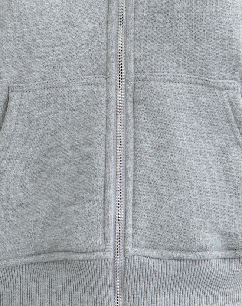 Galia Short Sleeve Zip Hoodie in Grey Marl