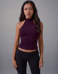 Galile High Neck Top in Jersey Fig