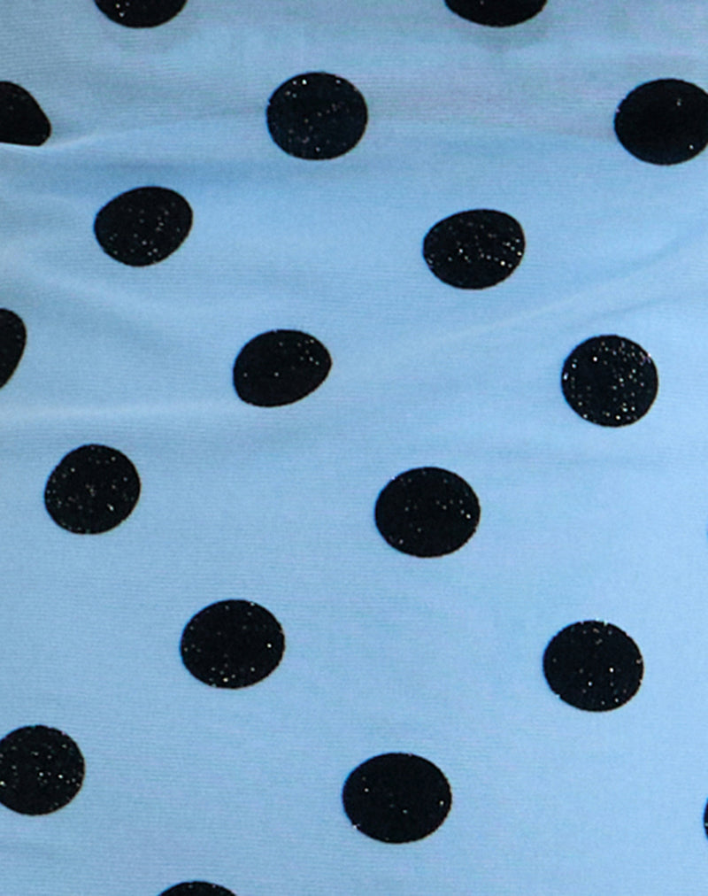 Gamila Midi Skirt in Blue with Polka Space Black