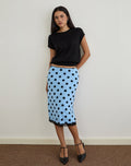 Gamila Midi Skirt in Blue with Polka Space Black
