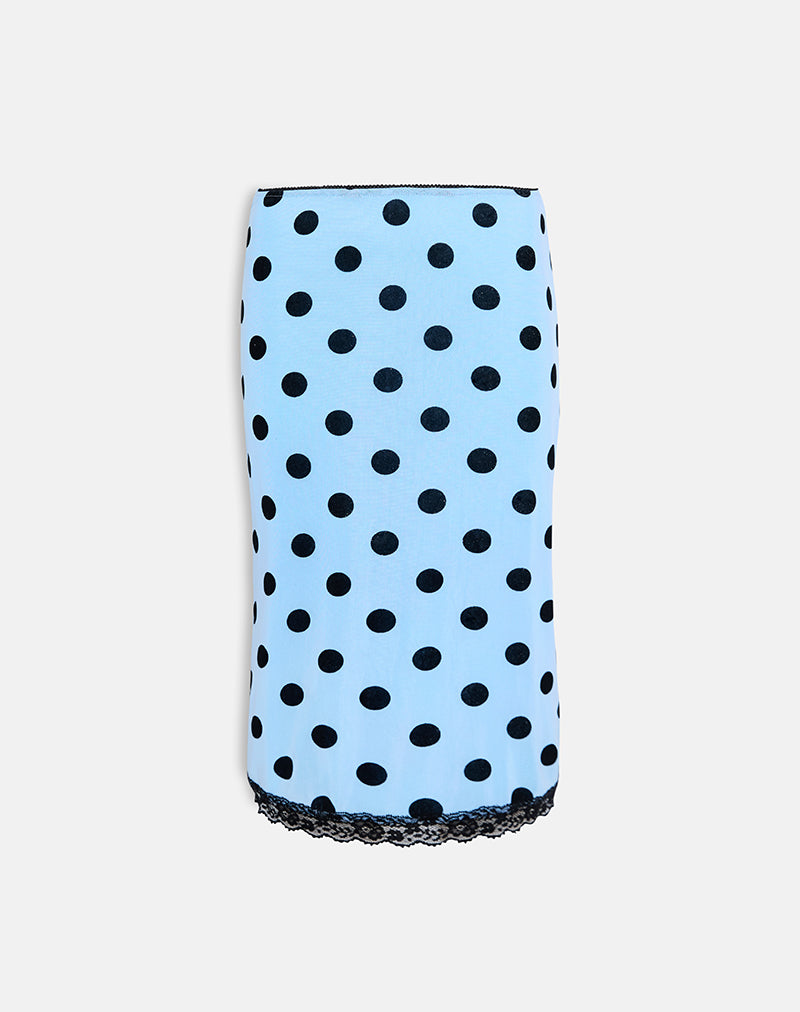 Gamila Midi Skirt in Blue with Polka Space Black