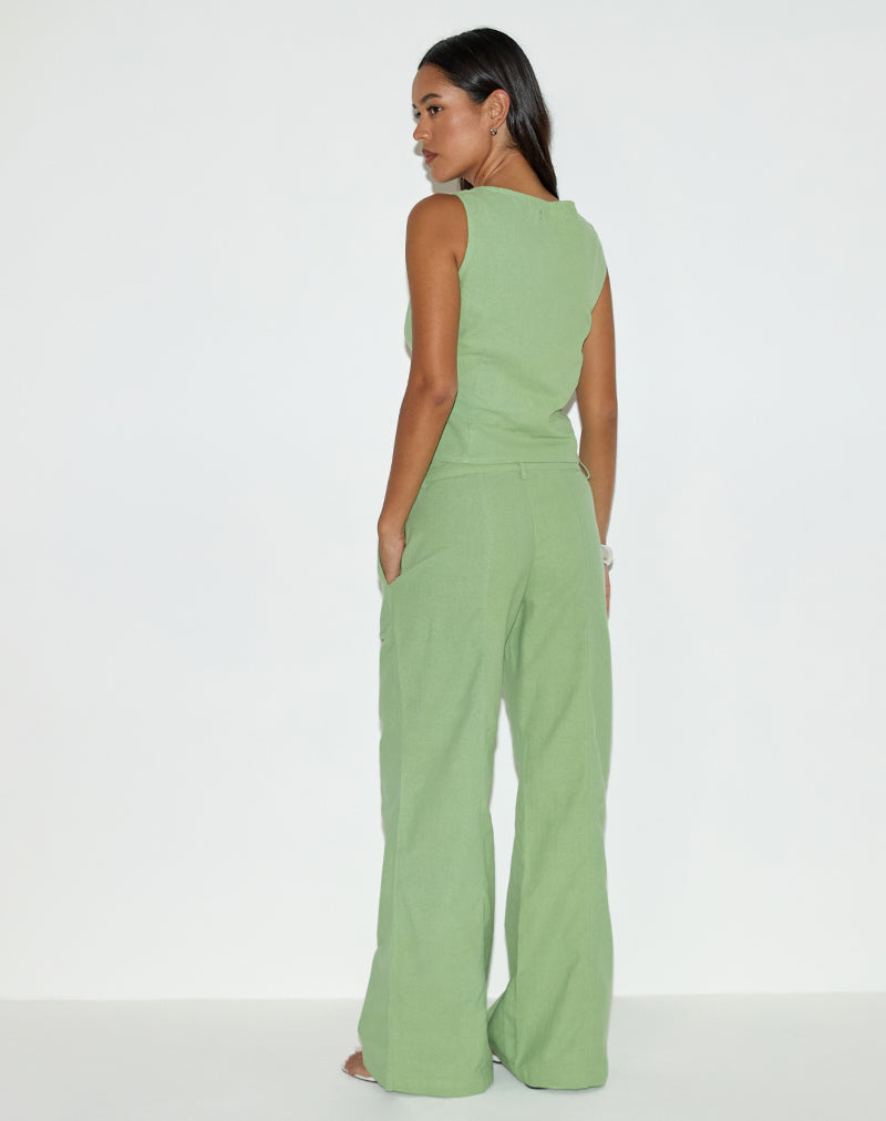 Saucy Trouser in Linen Minty Green