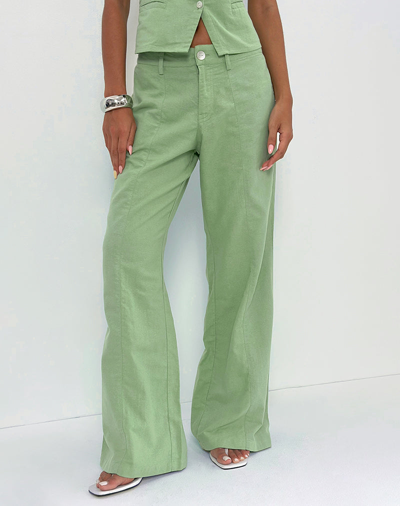 Saucy Trouser in Linen Minty Green