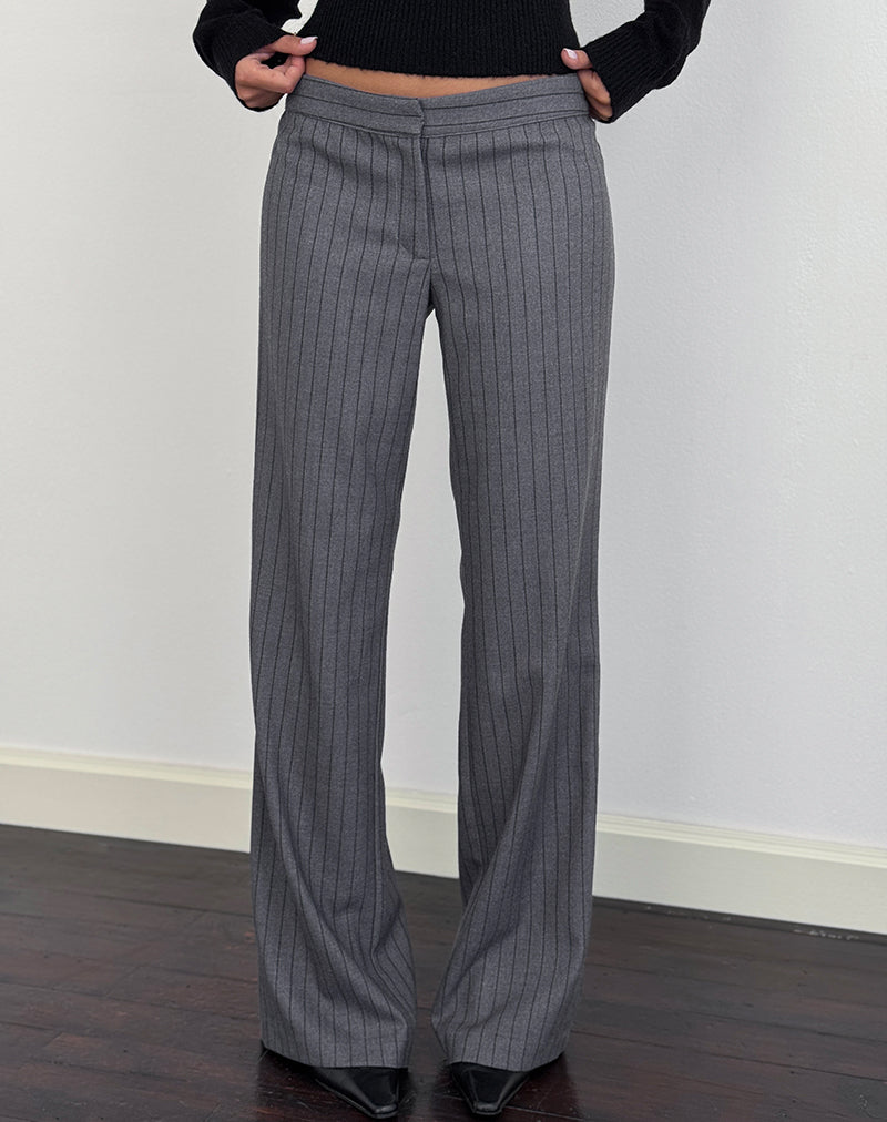 Ganta Slim Trouser in Pinstripe Charcoal