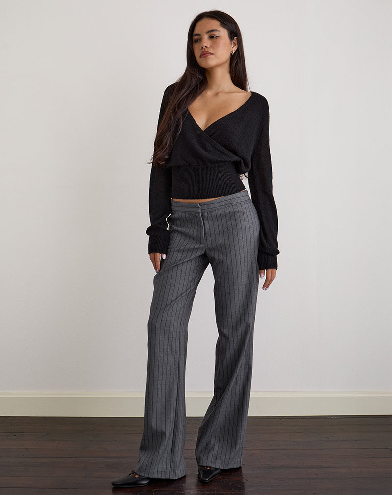 Ganta Slim Trouser in Pinstripe Charcoal