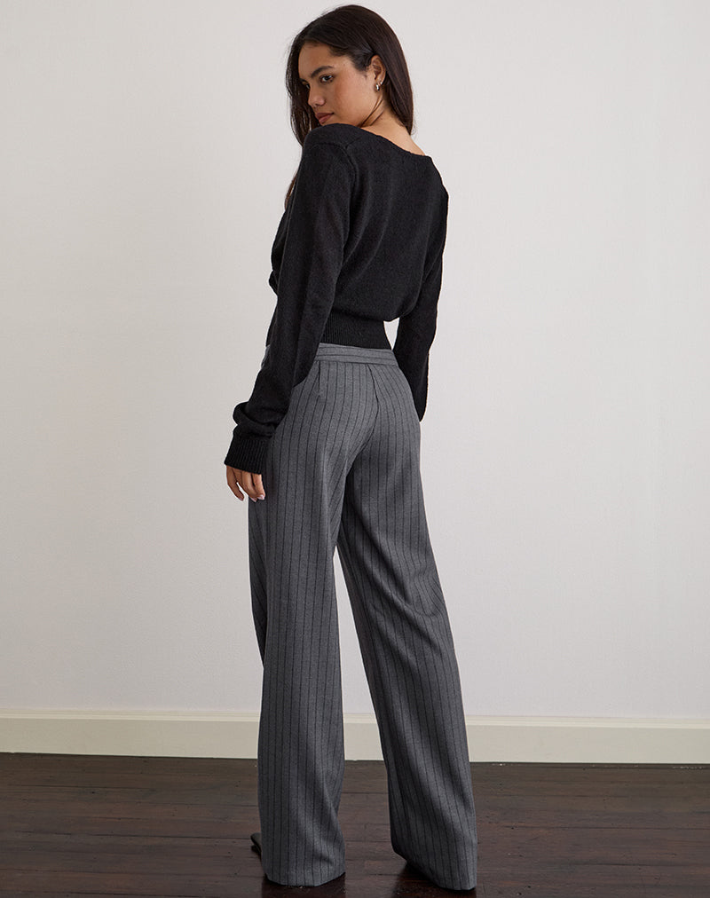 Ganta Slim Trouser in Pinstripe Charcoal