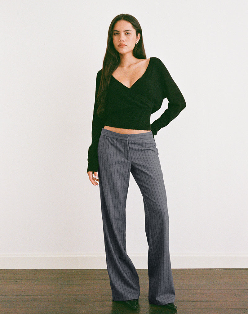 Ganta Slim Trouser in Pinstripe Charcoal