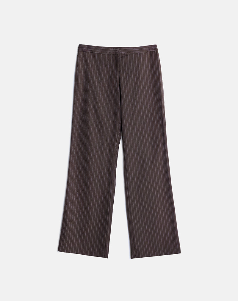 Ganta Slim Trouser in Stripe Chocolate Brown