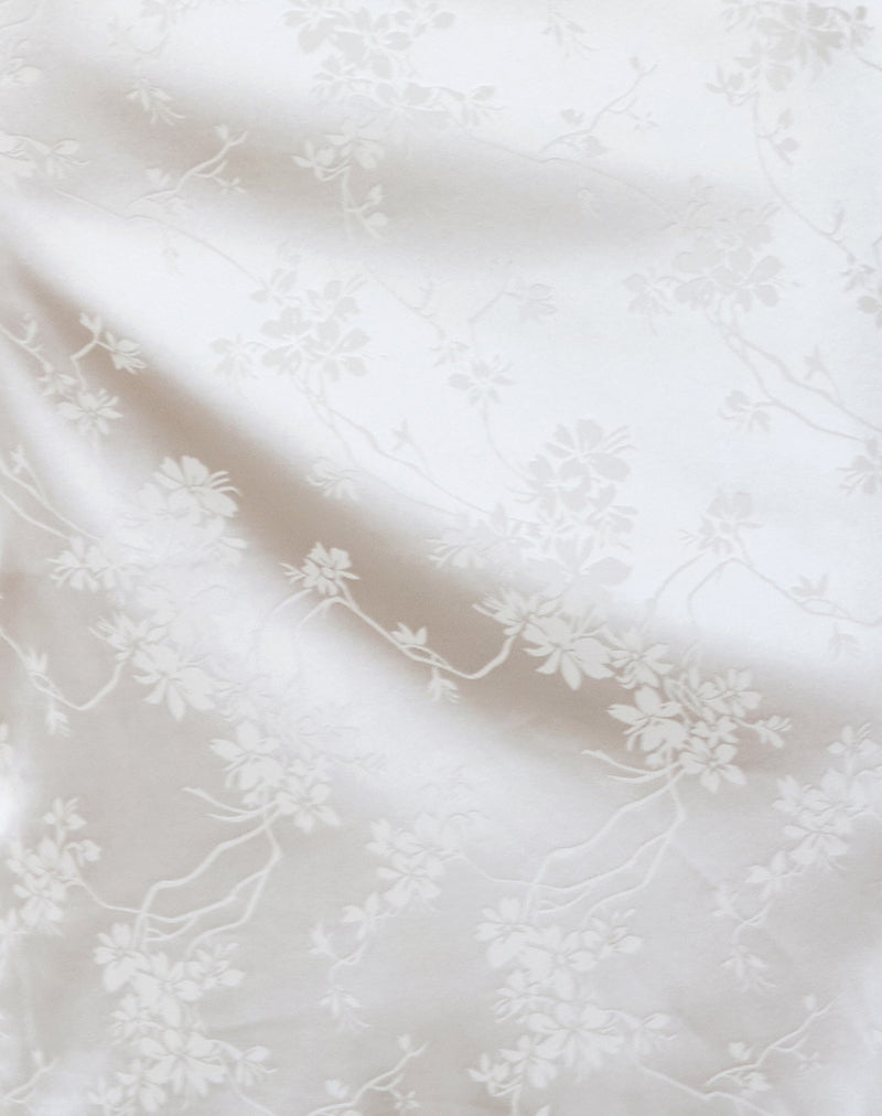 Gastari Midi Dress in Satin Jacquard White