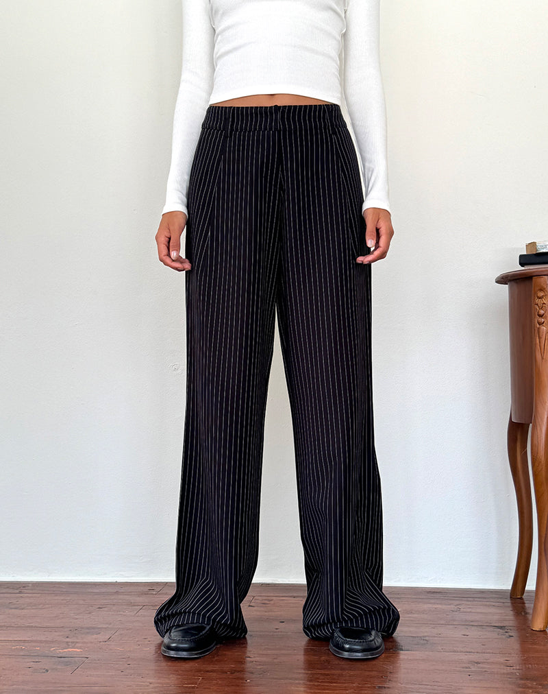 Hondra Trousers in Pinstripe Black