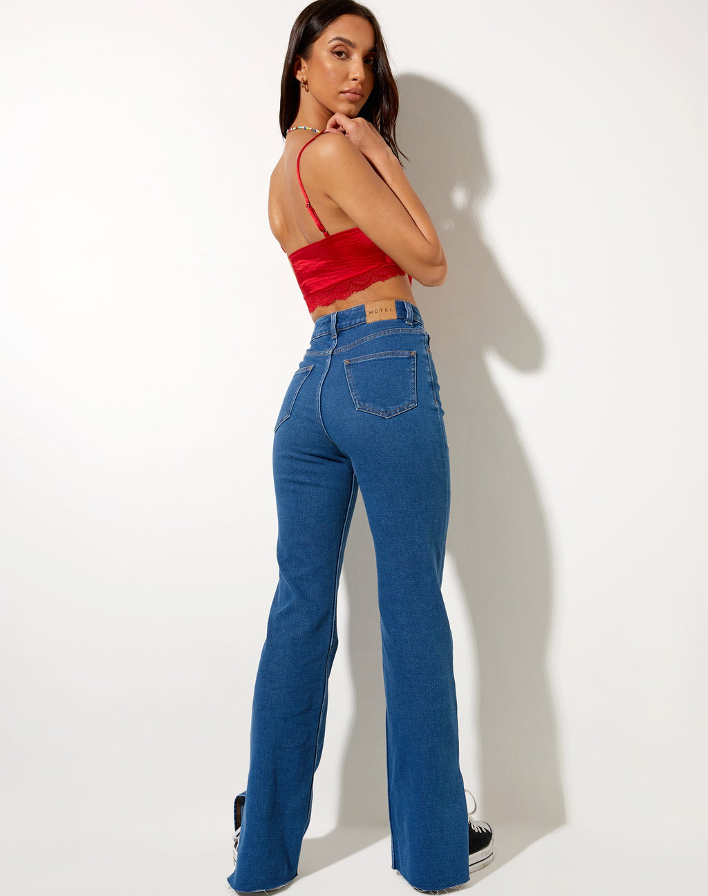 Gemlou Cami Top in Satin Red