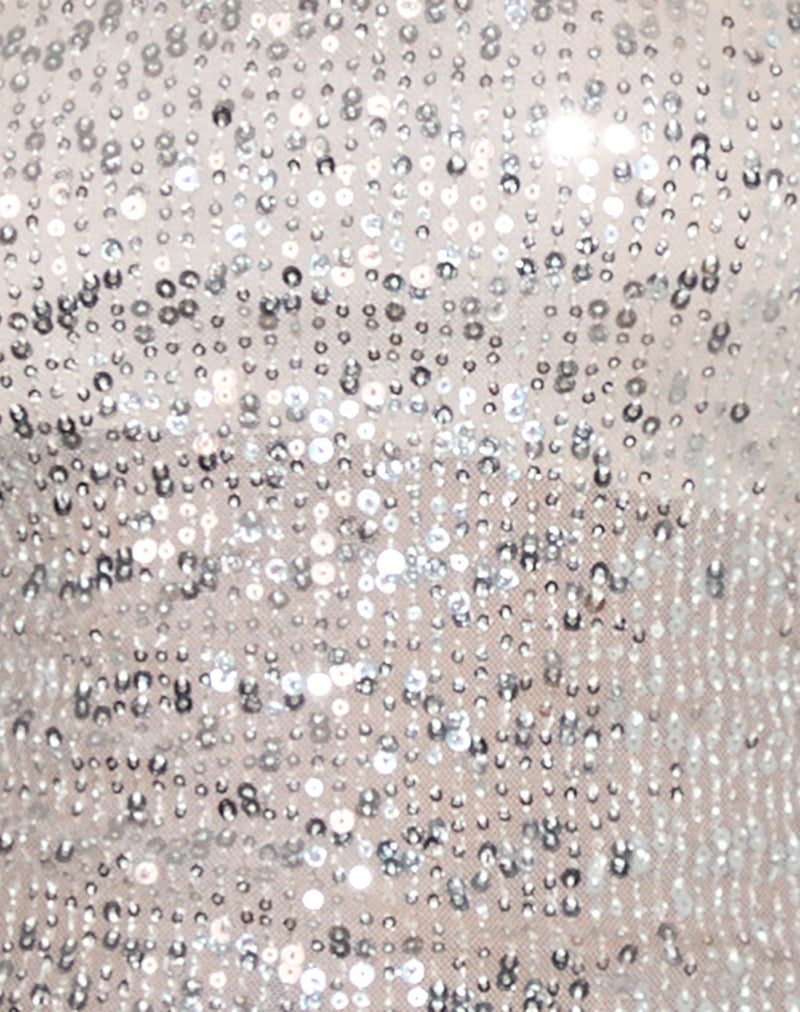 Gentaya Frill Bandeau Top in Neutral Sequin