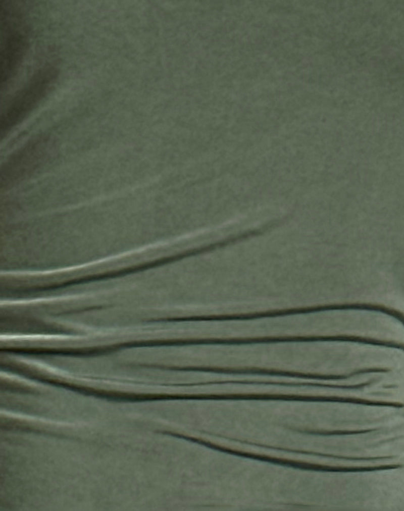 Gillian Long Sleeve Mini Dress in Slinky Khaki