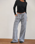 Wasic Wide Leg Trouser in Floral Gingham Black