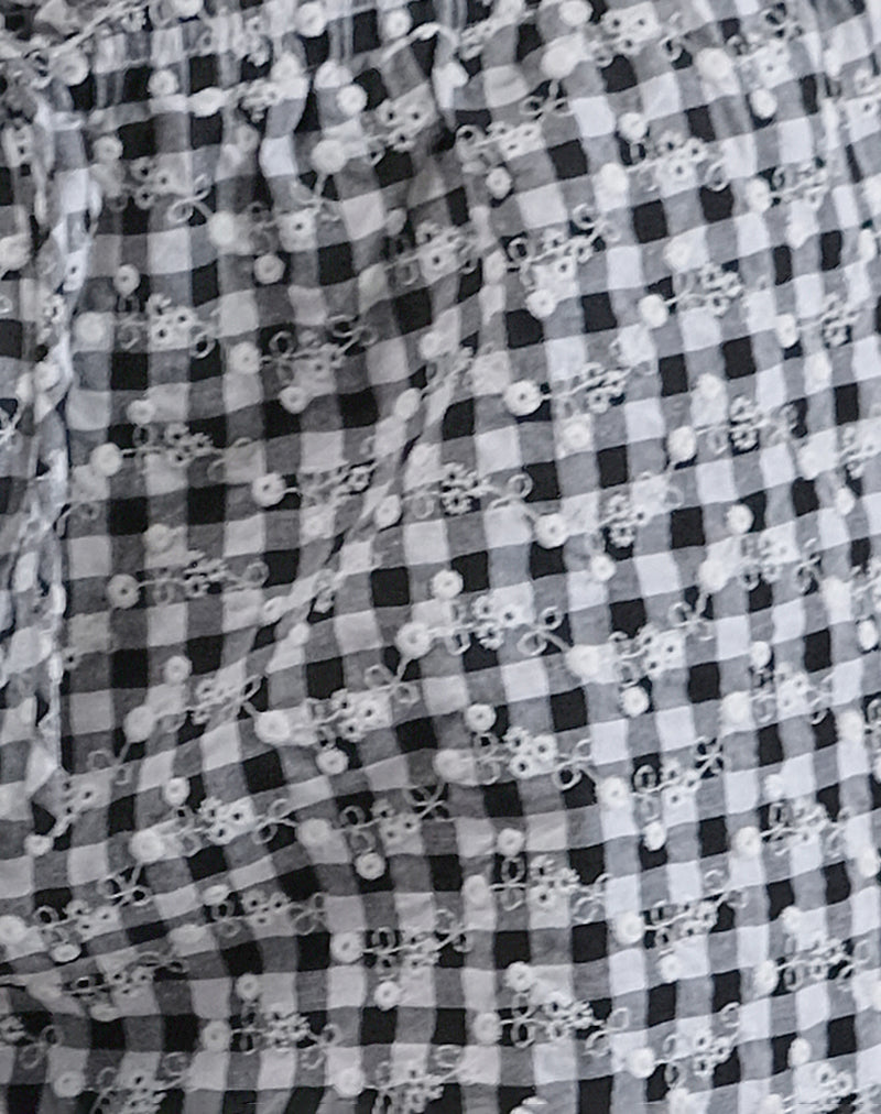 Wasic Wide Leg Trouser in Floral Gingham Black