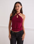 Giunea Knot Halter Top in Burgundy