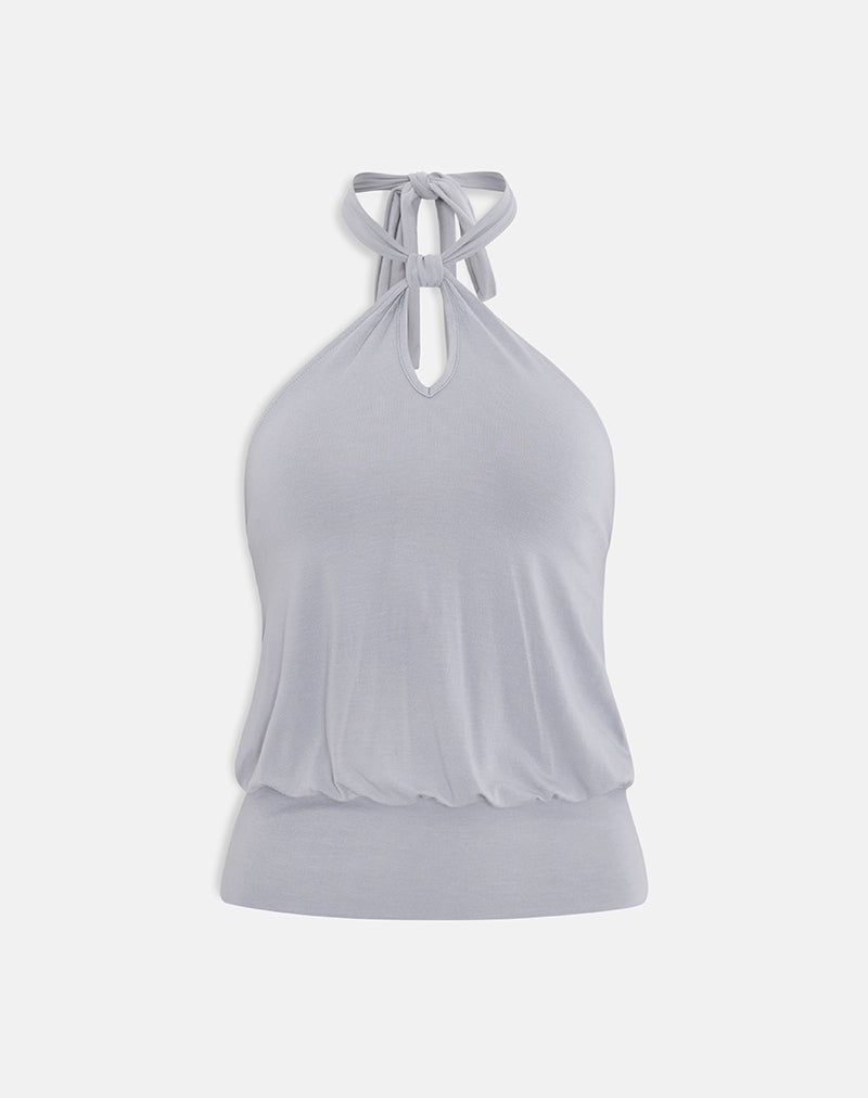 Giunea Knot Halter Top in Lilac Grey