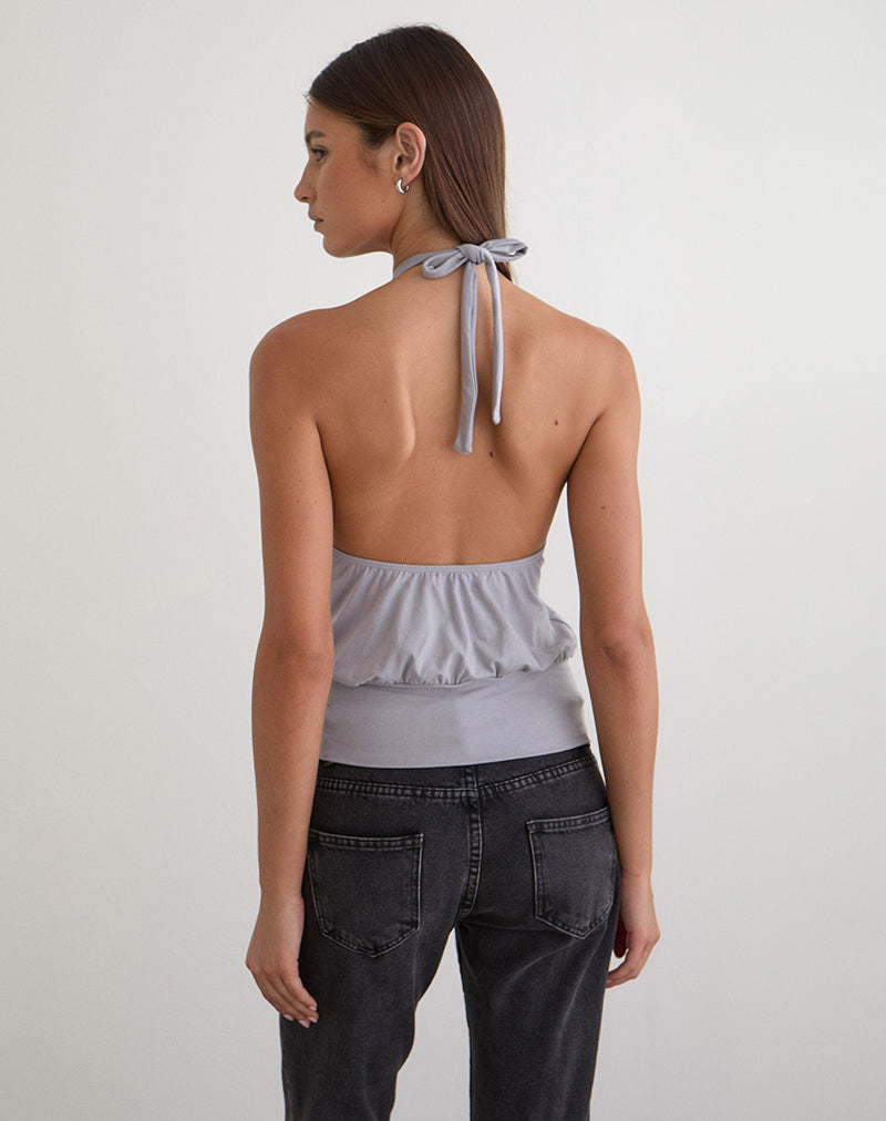 Giunea Knot Halter Top in Lilac Grey
