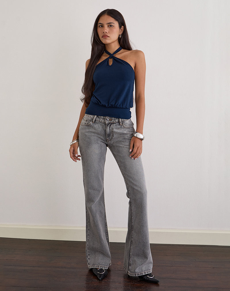 Giunea Knot Halter Top in Navy