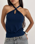 Giunea Knot Halter Top in Navy