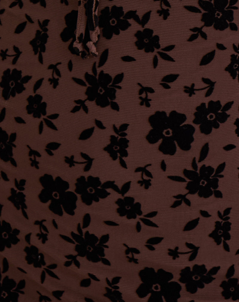 Gizio Long Sleeve Mini Dress in Garden Floral Brown