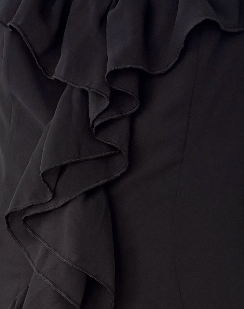 Glaiza Ruffle Cami Top in Black