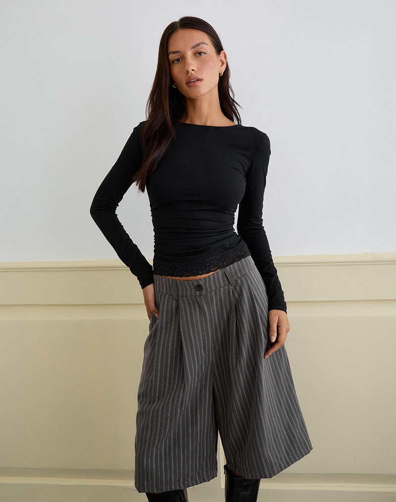 Asha Short in Pinstripe Charcoal