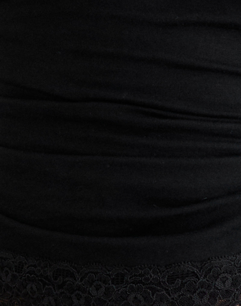 Gomira Long Sleeve Top in Black with Lace Trim