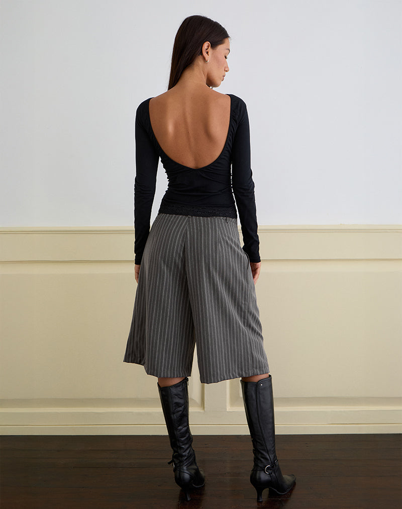 Asha Short in Pinstripe Charcoal