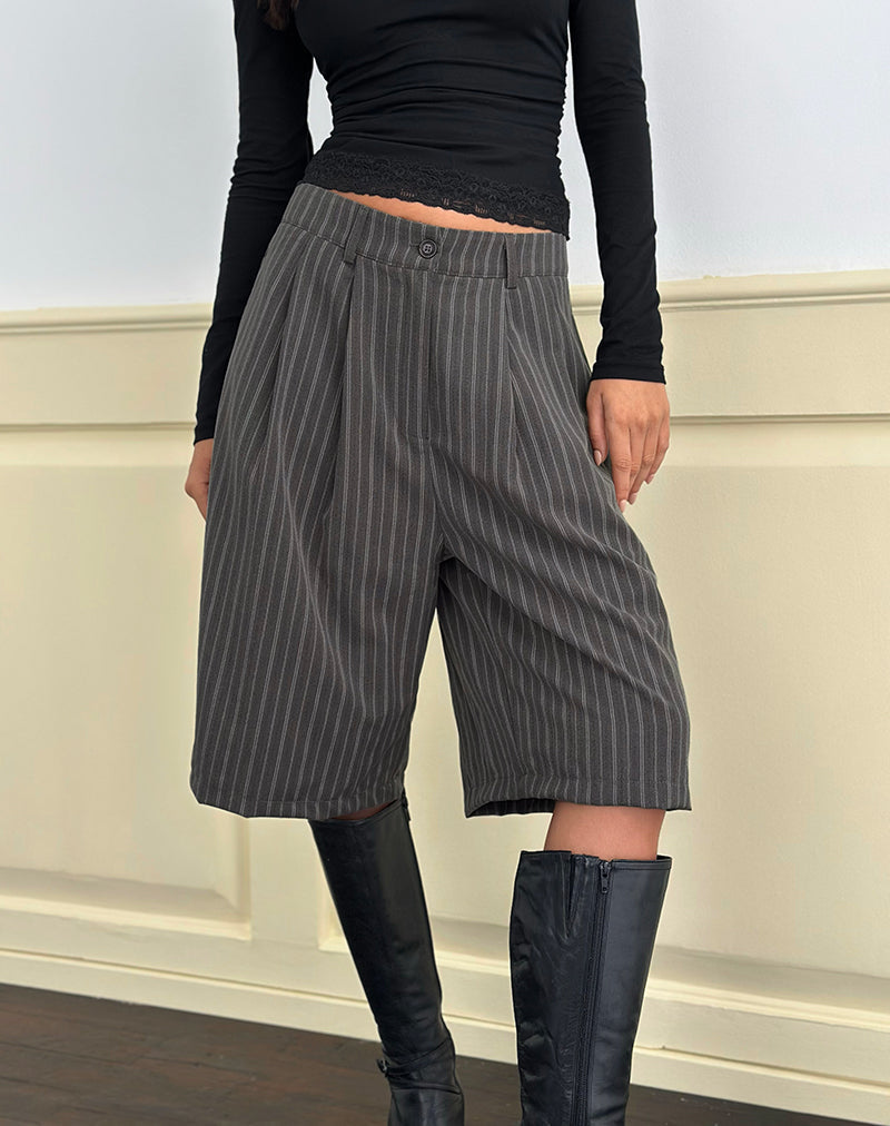 Asha Short in Pinstripe Charcoal