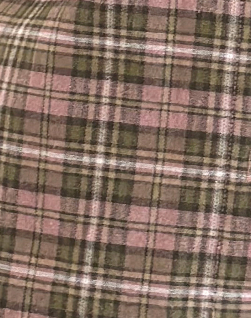 Gosanri Short Sleeve Shirt in Pink and Green Check