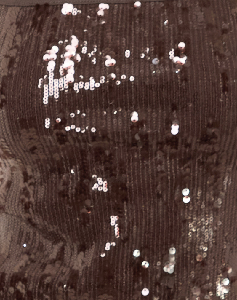 Govinda Mini Skirt in Sequin Brown