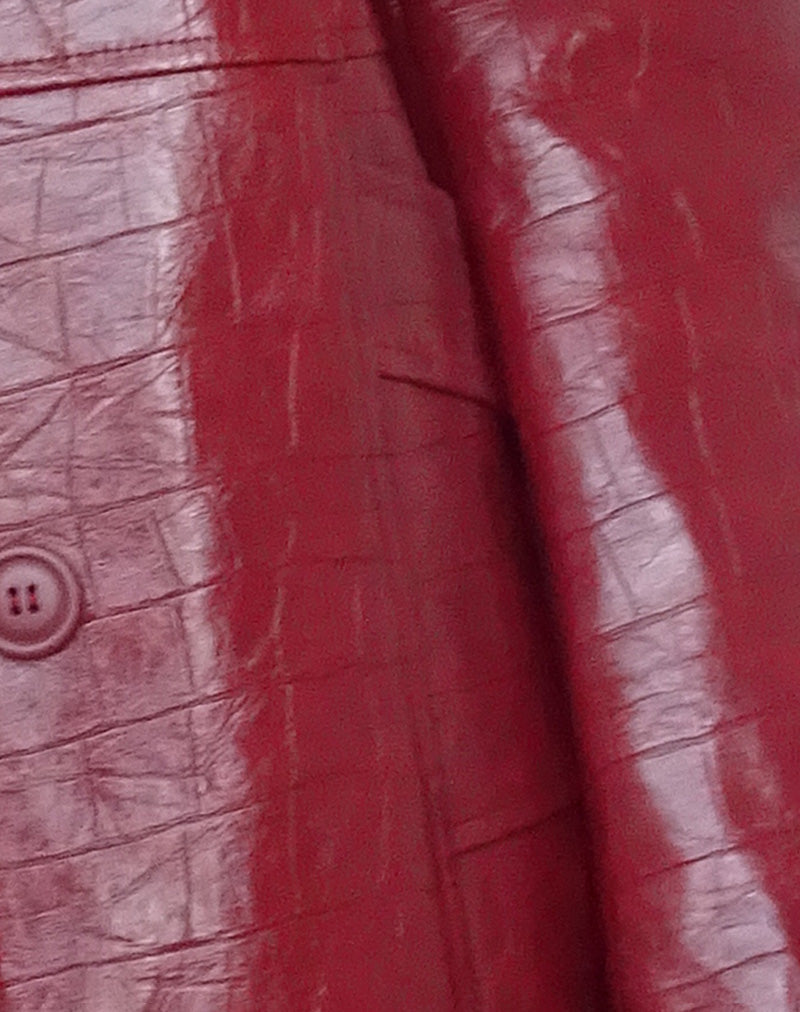 Abigail Coat in Matte PU Croc Burgundy