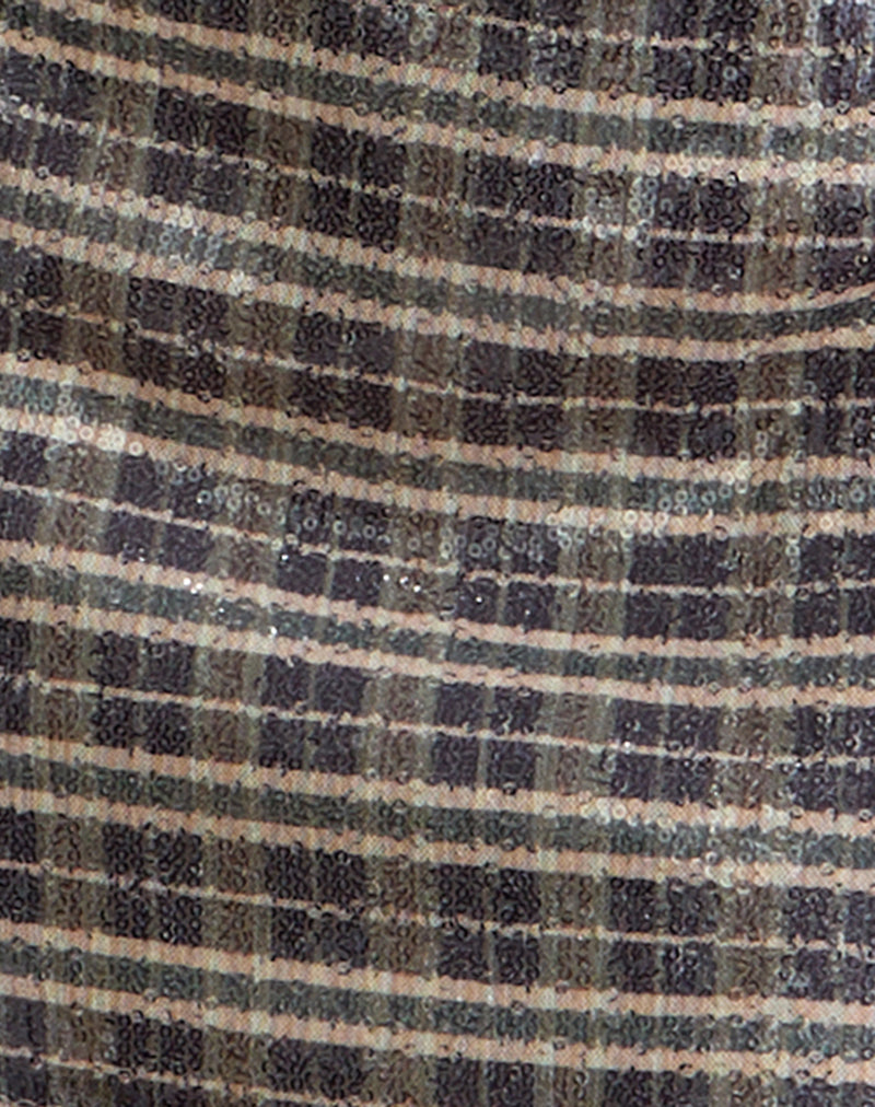 Guizio Mini Skirt in Sequin Vintage Check Brown