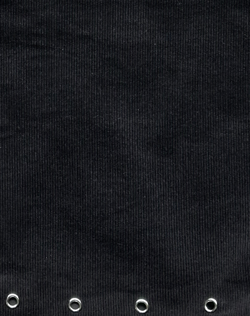 Gundar Eyelet Bag in Babycord Black