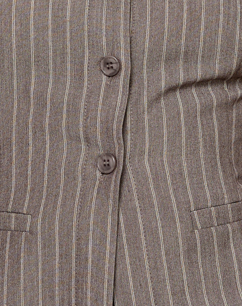 Ganita Vest in Pinstripe Brown