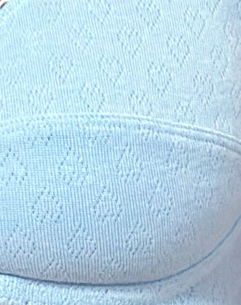 Halai Underwire Bra in Pointelle Blue with Bow