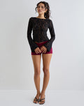 Halfi Long Sleeve Top in Hibiscus Crochet Lace Black