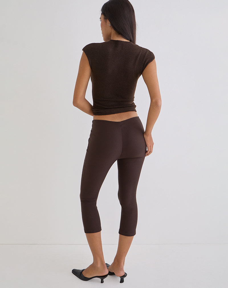 Aelva Lace Up Capri in Tailoring Dark Brown