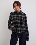 Harana Collar Jacket in Blue and Brown Check
