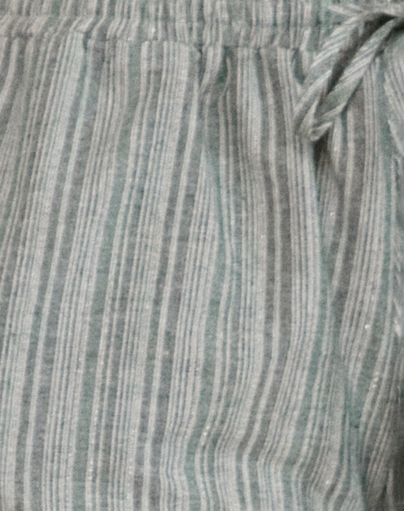 Wasic Wide Leg Trouser in Green and White Stripe