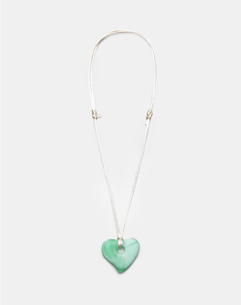 Heart Necklace in Resin Green