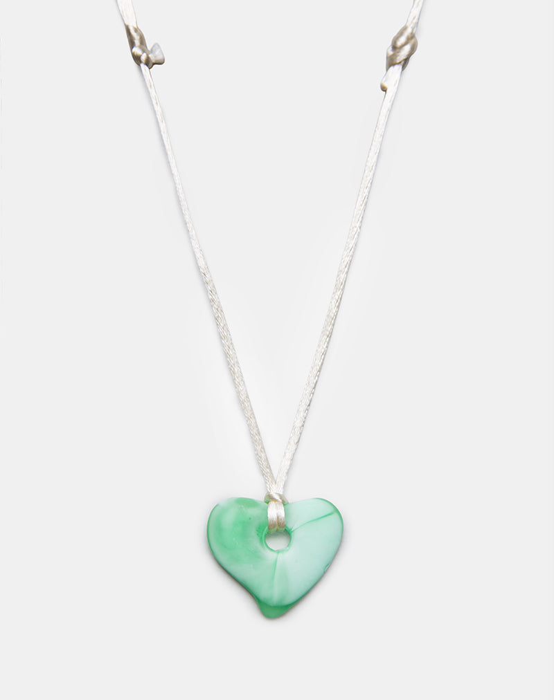 Heart Necklace in Resin Green