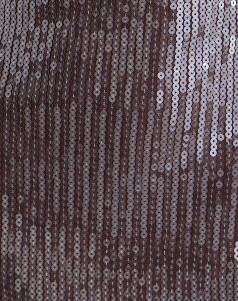 Hepasi Halter Dress in Clear Tinted Sequin Brown